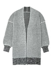 Gray Plaid Knitted Long Open Front Cardigan - My Store