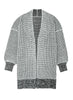 Gray Plaid Knitted Long Open Front Cardigan - My Store