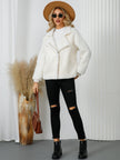 Pocketed Sherpa Zip Up Long Sleeve Jacket - My Store