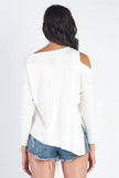 Basic Cold Shoulder Long Sleeve Soft Knit Top - My Store