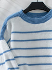 Striped Round Neck Long Sleeve Sweater - My Store