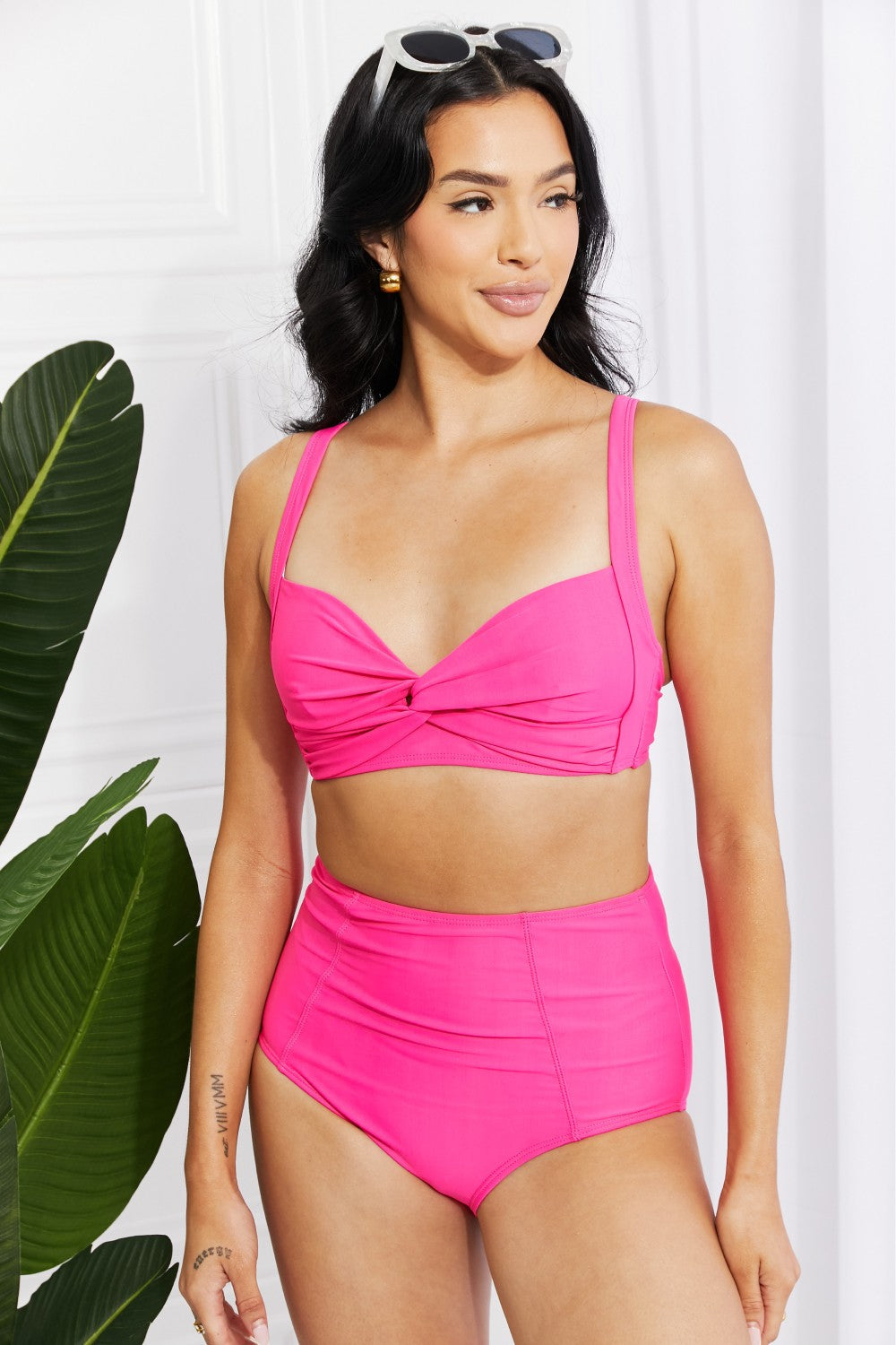 Marina West Swim Take A Dip Twist High-Rise Bikini in Pink - My Store