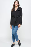 Draped Collar Trench Coat Jacket Top - My Store