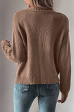 Dark Khaki Open Knit Drop Shoulder Sweater Cardigan - My Store