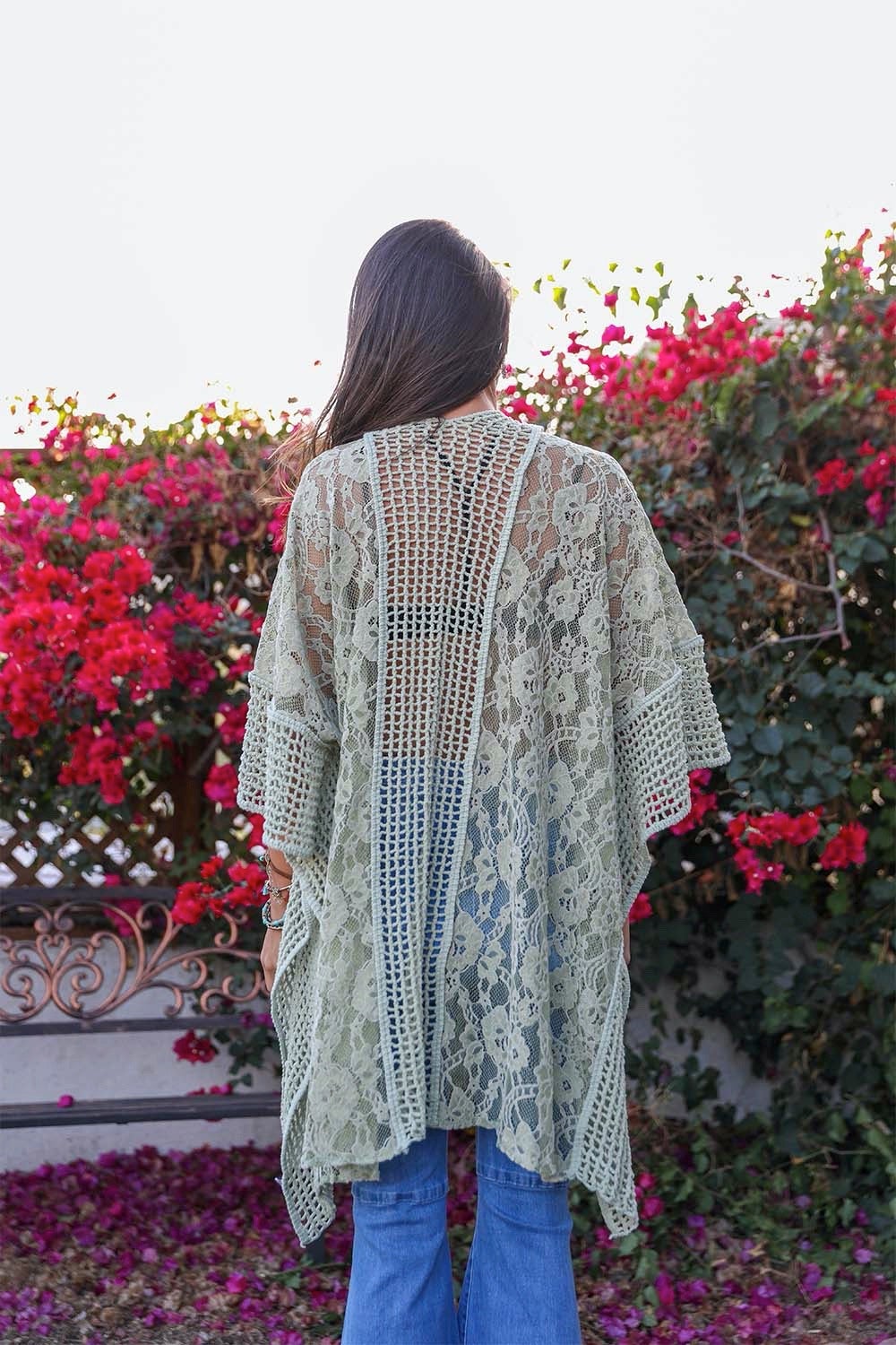 Floral Grid Pattern Kimono - My Store