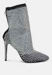 Fortunate Rhinestones Embellished Mesh Boots - My Store