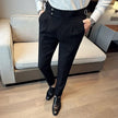 Autumn Winter Pantalones Hombre High Waist Waffle Business Casual Suit Pants for Men - My Store