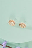 Gold Crushed Circle Stud Earrings - My Store