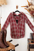 Girls Oversize Hooded Checkered Pearl Detail Shirt Top - My Store