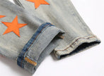 High Street Orange Star Embroidery Jeans - My Store