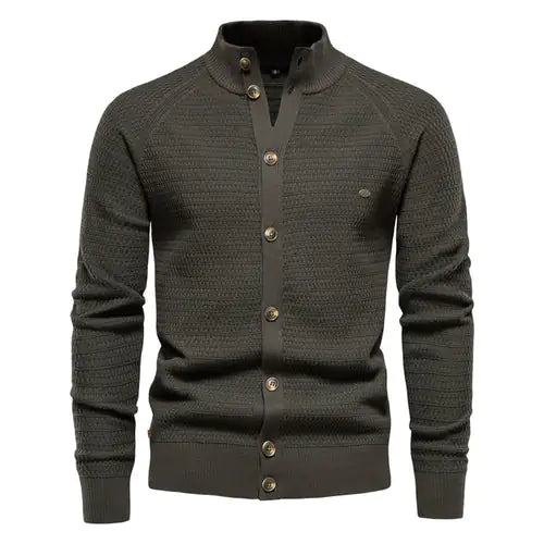 Button Mock Neck Men's Cardigan - My Store