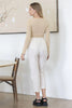 Beige Tie Scoop-Neck Long Sleeve Bodysuit - My Store