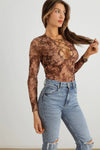 Abstract Mesh Lace-Up Long Sleeve Bodysuit - My Store