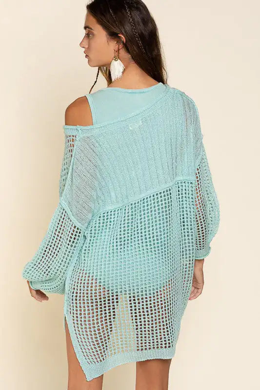 Oversized Fit See-through Pullover Cover Up - My Store