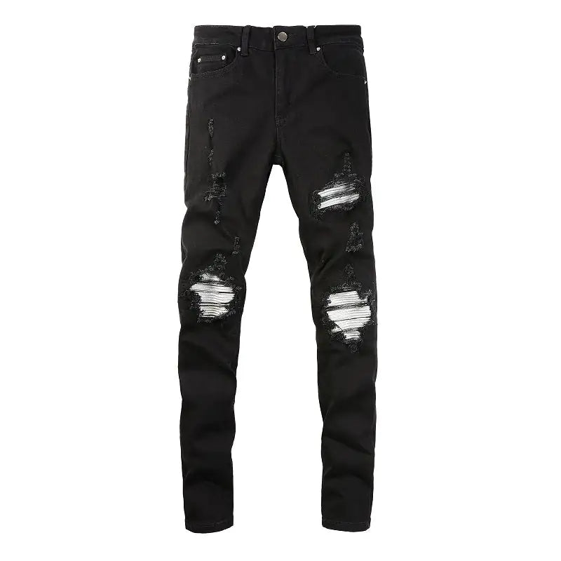 Men's Black Color Ripped Skinny Jeans