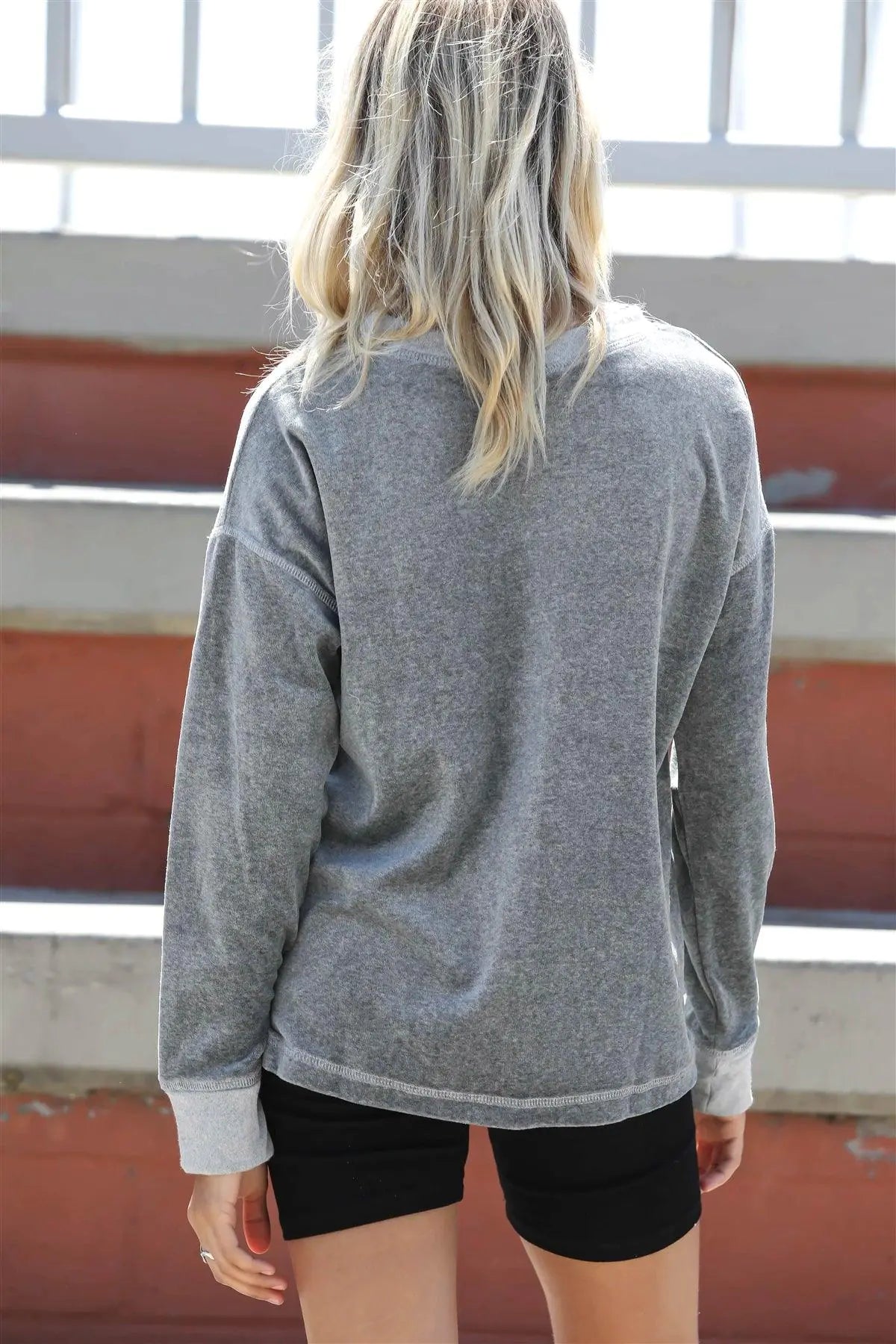 Charcoal Cotton Bland Velour Long Sleeve Sweatshirt - My Store