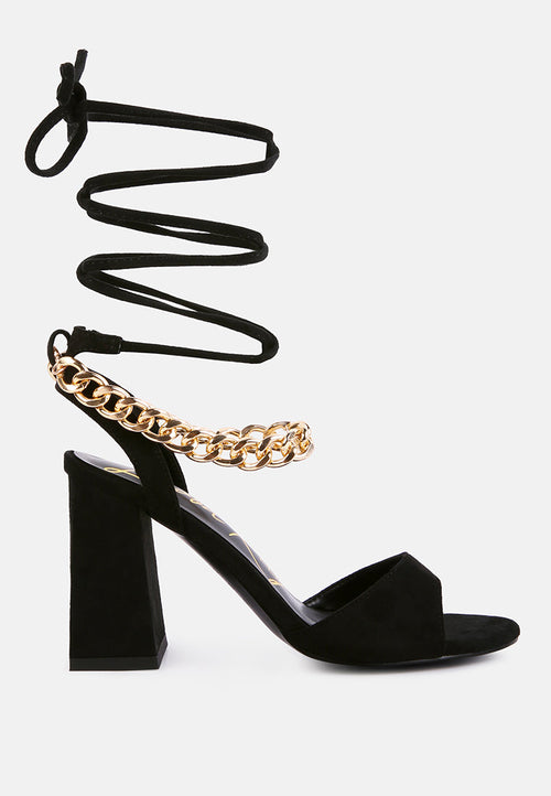 Gone Gurl Metal Chain Lace Up Sandals - My Store