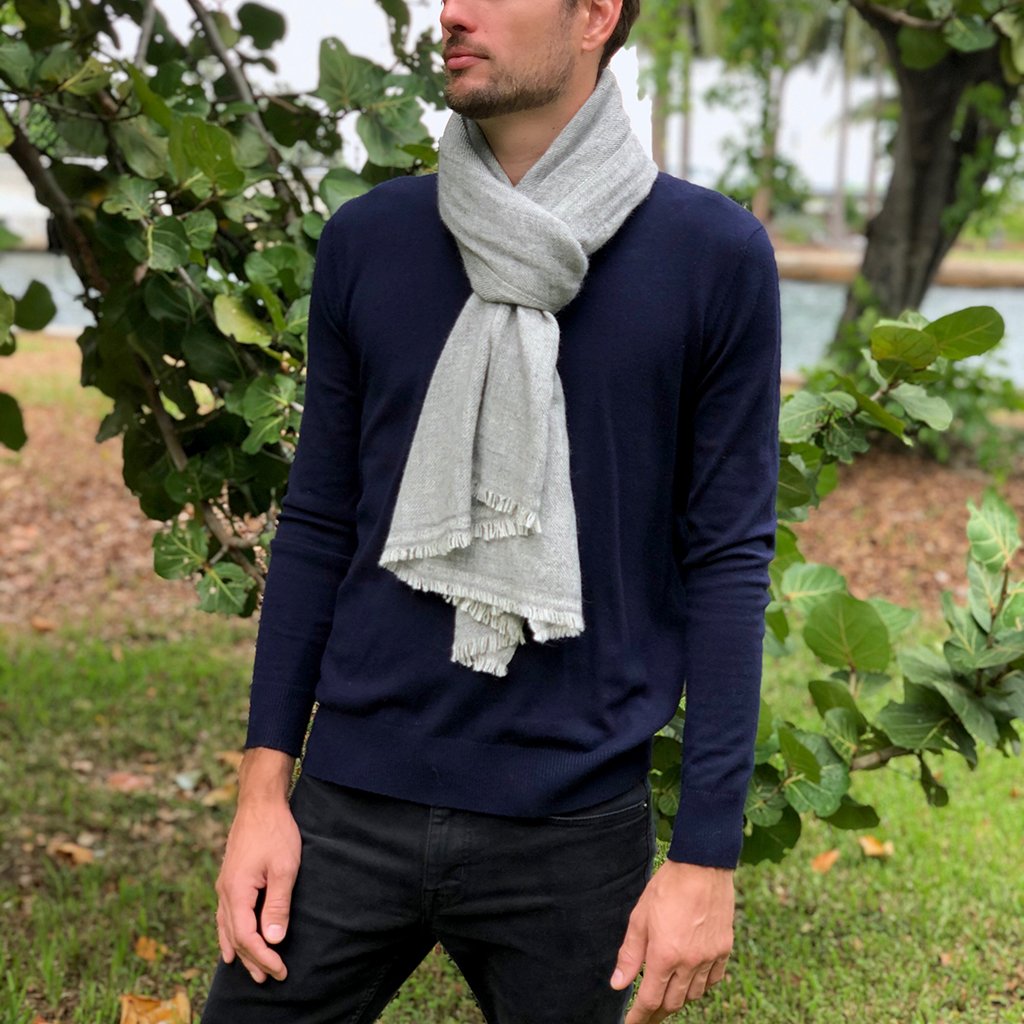 Gray Handloom Cashmere Scarf - My Store