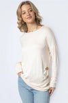 Ivory Side Bottom Button Detail Long Sleeve Top - My Store