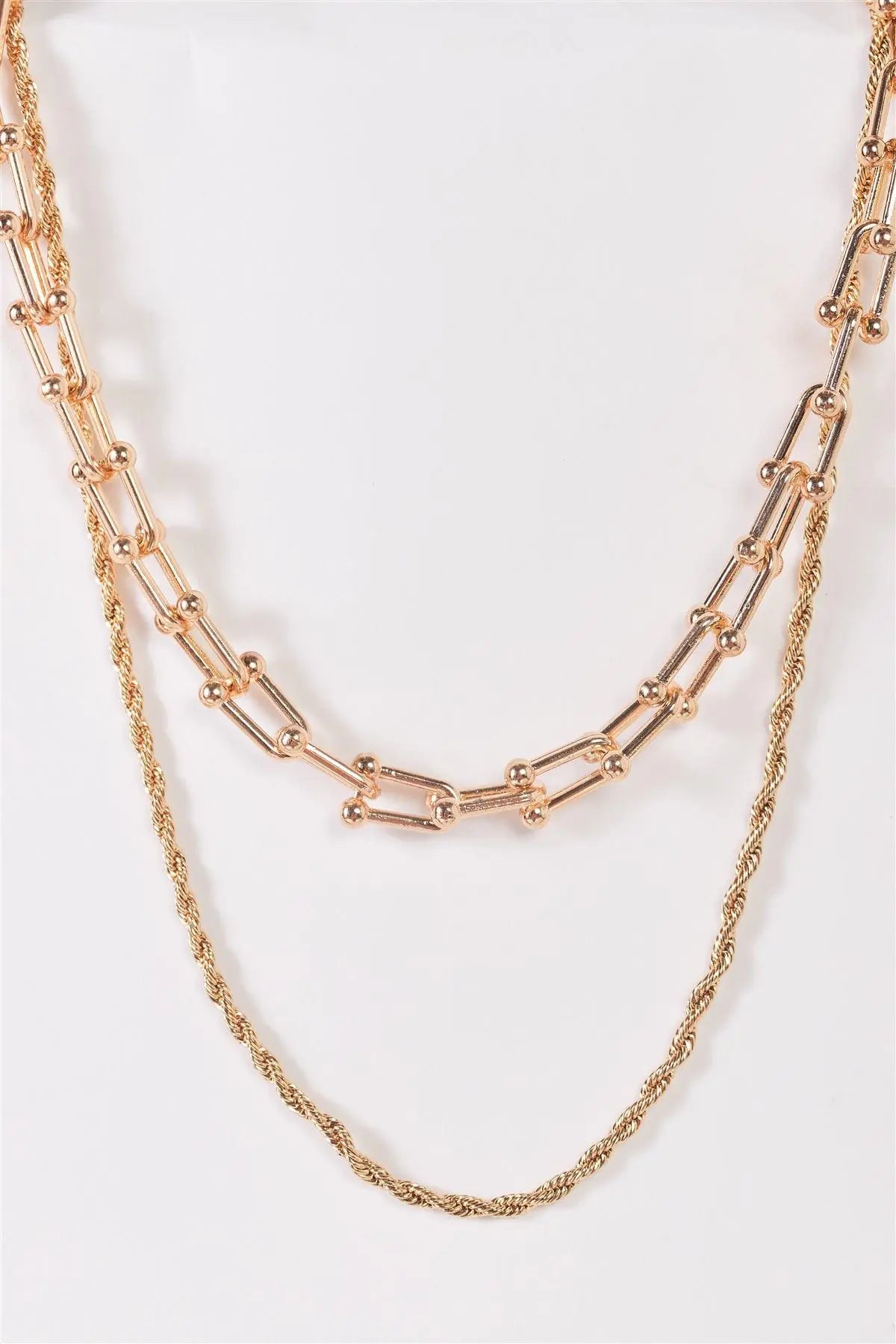 Gold Twisted And U Link Chains Set Necklace - My Store