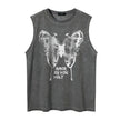 Heavy washing trend sleeveless T-shirt