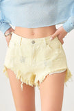 Yellow Frayed Hem Denim Shorts - My Store