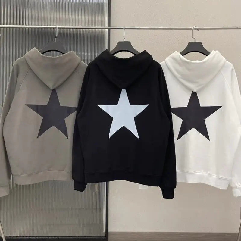 Men's Star Print Long Sleeve Hoodie - My Store