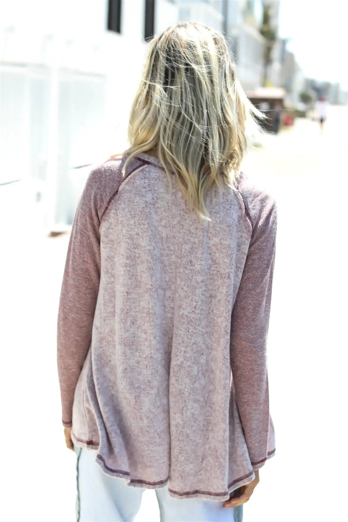 Burgundy Textured Raglan Long Sleeve Top - My Store