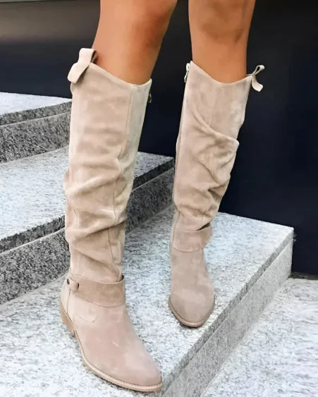 Women's Suede High Boots with Zipper - My Store