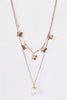 Gold Double Chain Multi Butterfly Pearl Charm Necklace