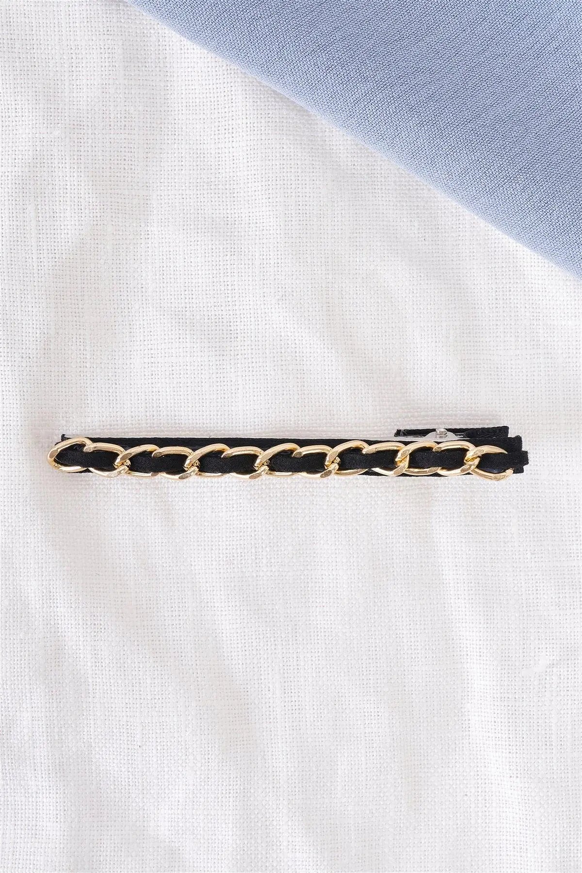 3pcs Black Velvet & Gold Chain Large Alligator Hair Clip - My Store