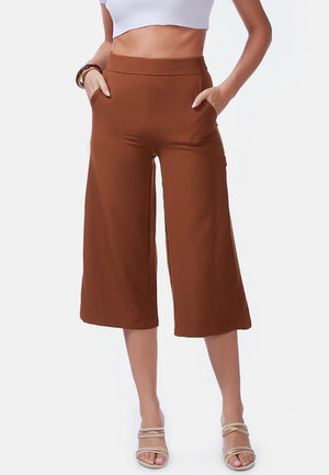 High Rise Cropped Culottes Trousers - My Store