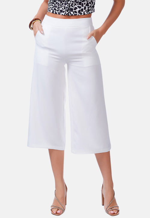 High Rise Cropped Culottes Trousers - My Store