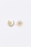 Gold Moon & Star Faux Gems Incrusted Stud Earrings - My Store