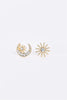 Gold Moon & Star Faux Gems Incrusted Stud Earrings - My Store