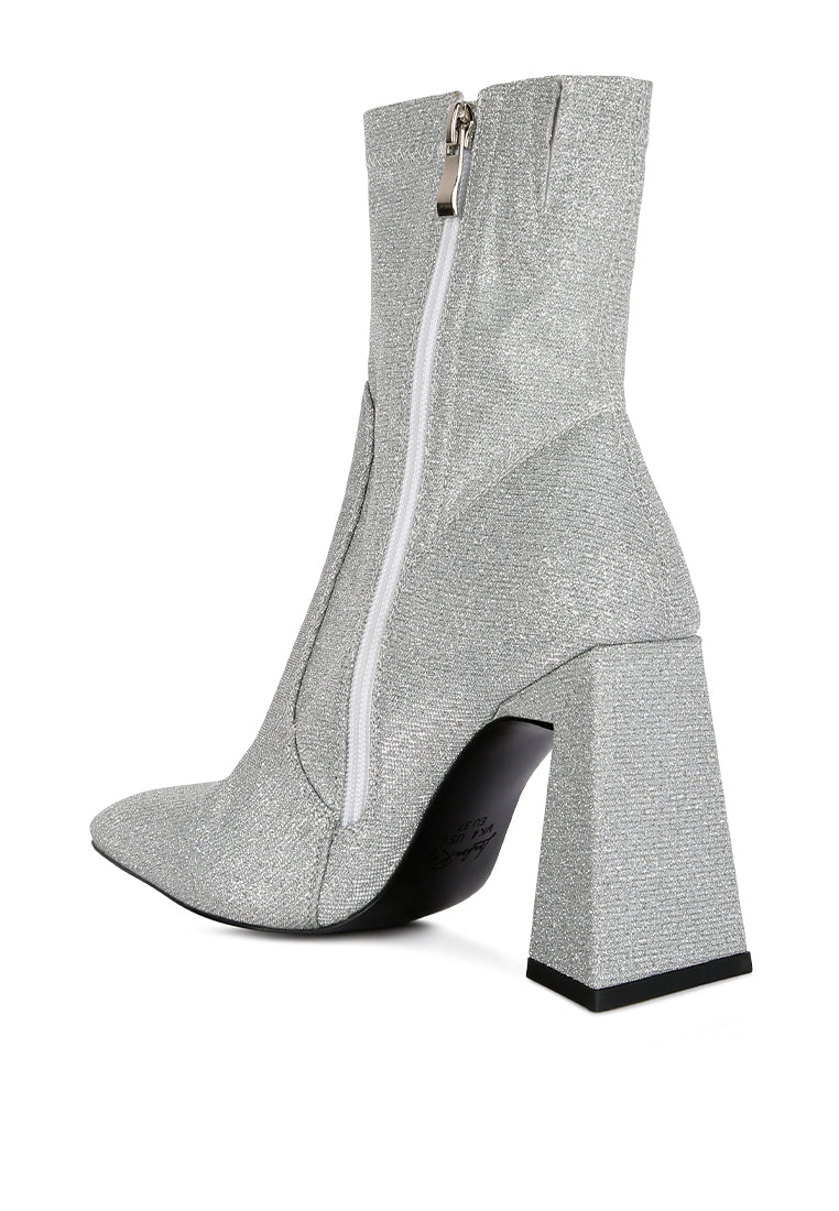 Hustlers Shimmer Block Heeled Ankle Boots - My Store