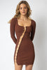 Cocoa Knit Cut-Out Large Pin Detail Mini Dress - My Store