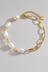 Half Pearl Half Chain Stainless Steel Bracelet - My Store