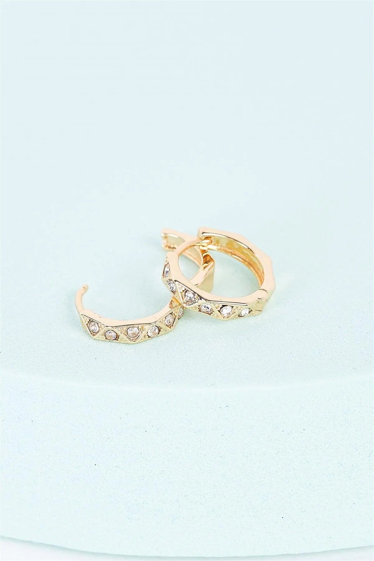 Gold Rhinestone Tiny Huggie Earrings - My Store