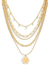 5 Layer Chain Crystal Moon Medallion Necklace