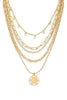 5 Layer Chain Crystal Moon Medallion Necklace