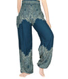 Teal FLORAL Women Boho Pants Hippie Pants Yoga Pants - My Store