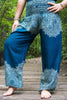 Teal FLORAL Women Boho Pants Hippie Pants Yoga Pants - My Store