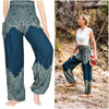 Teal FLORAL Women Boho Pants Hippie Pants Yoga Pants - My Store