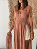 Boho Helen Dress, Long Organic Cotton Slit Summer Dress - My Store