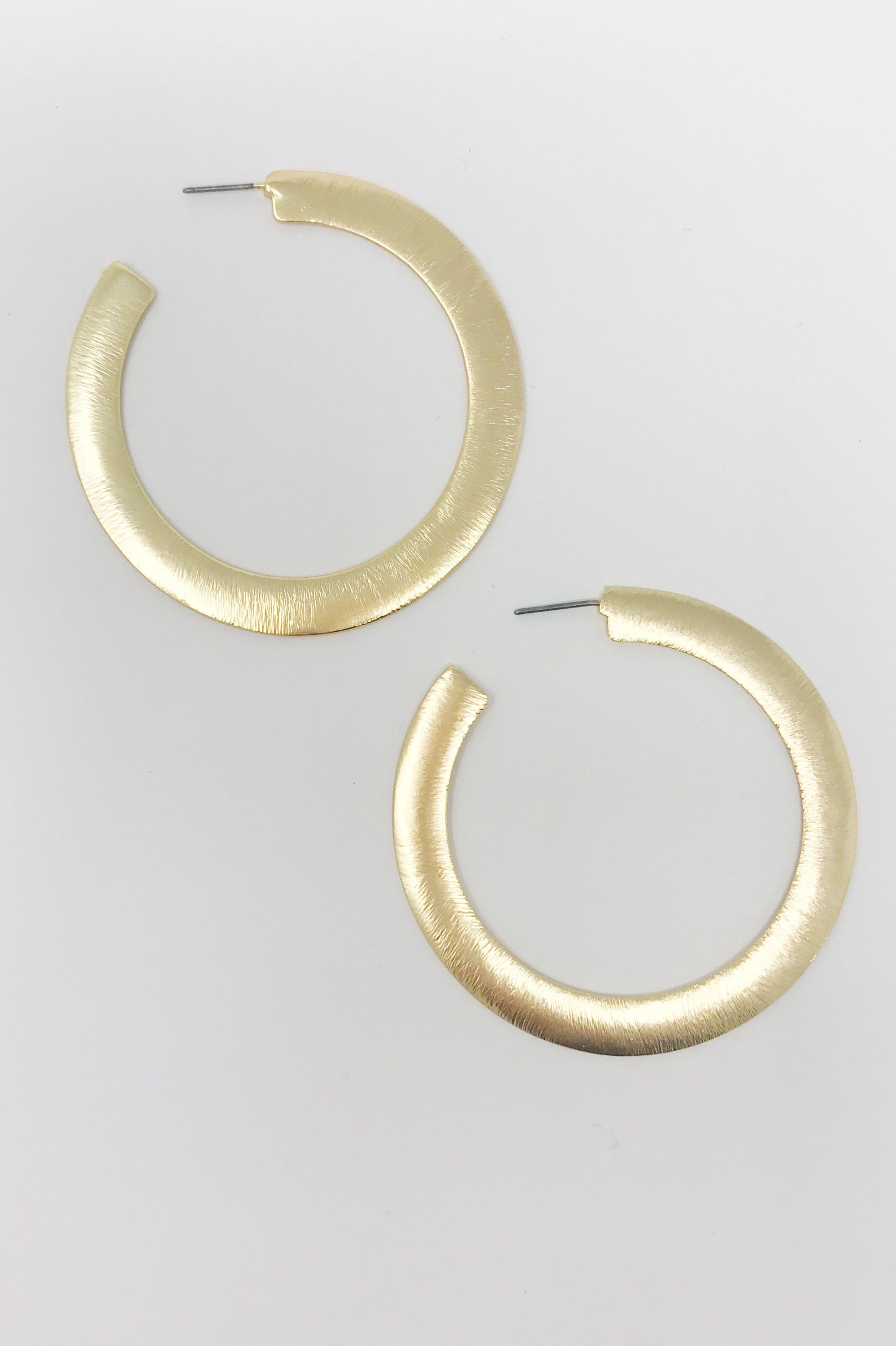 Alma Thick Flattened Metal Hoop Earrings, Gold - My Store