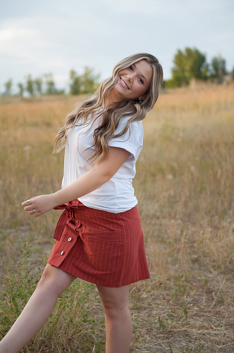 Coconut button Stripe Woven Skirt With Belt in Rust - My Store