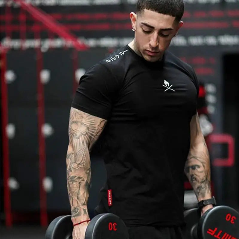 Men T Shirts Fashion Summer Bodybuilding Letter - My Store