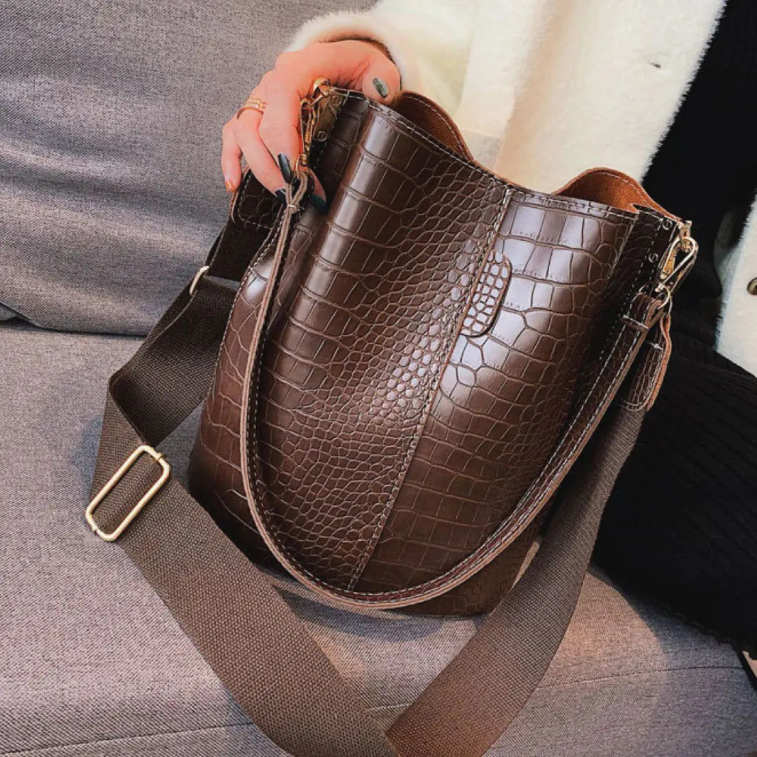 Blake Shoulder Bag -Chocolate Croc - My Store