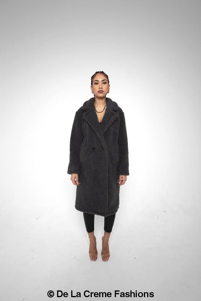 Jackie Double Breasted Borg Teddy Midi Coat - My Store